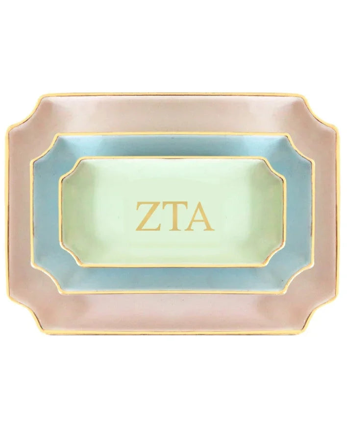 Zeta Tau Alpha Gold Monogram Decorative Tray | Big Little Gifts