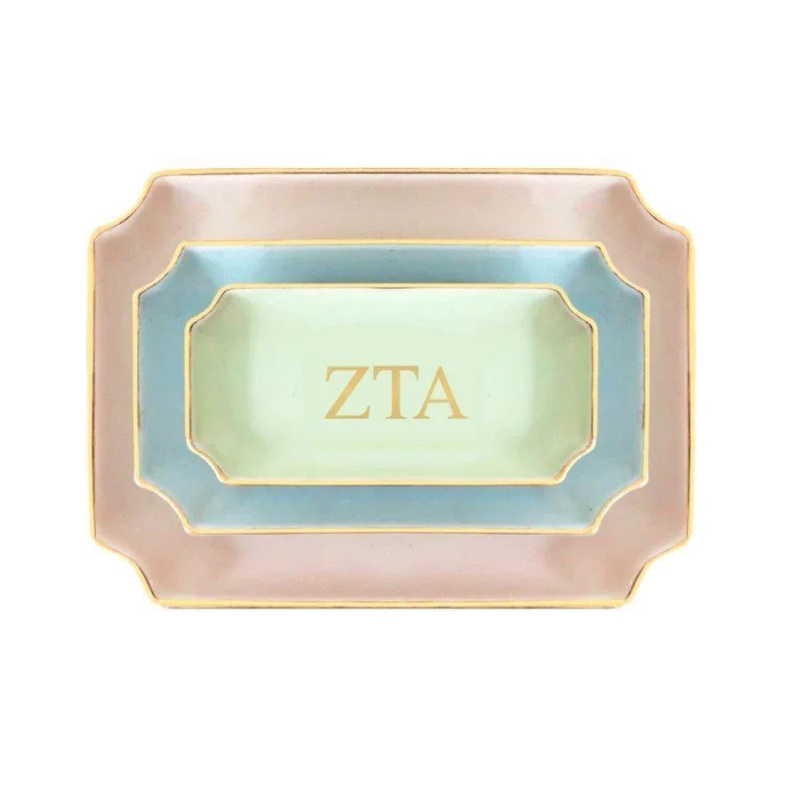 Zeta Tau Alpha Gold Monogram Decorative Tray | Big Little Gifts