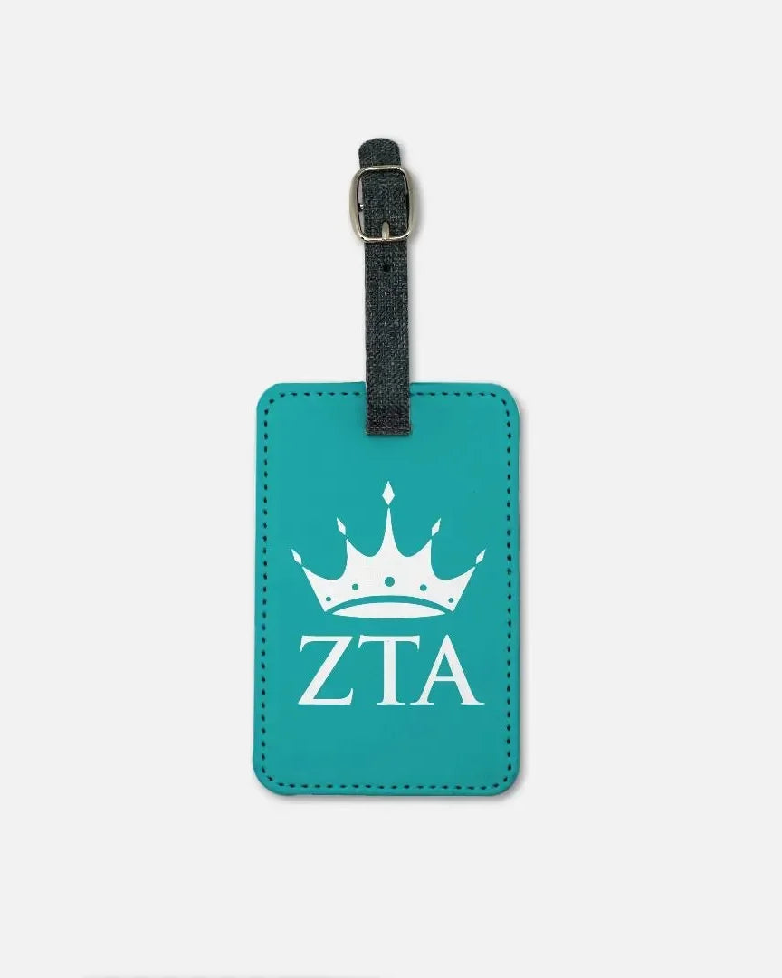 Zeta Tau Alpha Luggage Tag (Set of 2) - Turquoise with Crown Luggage Tags