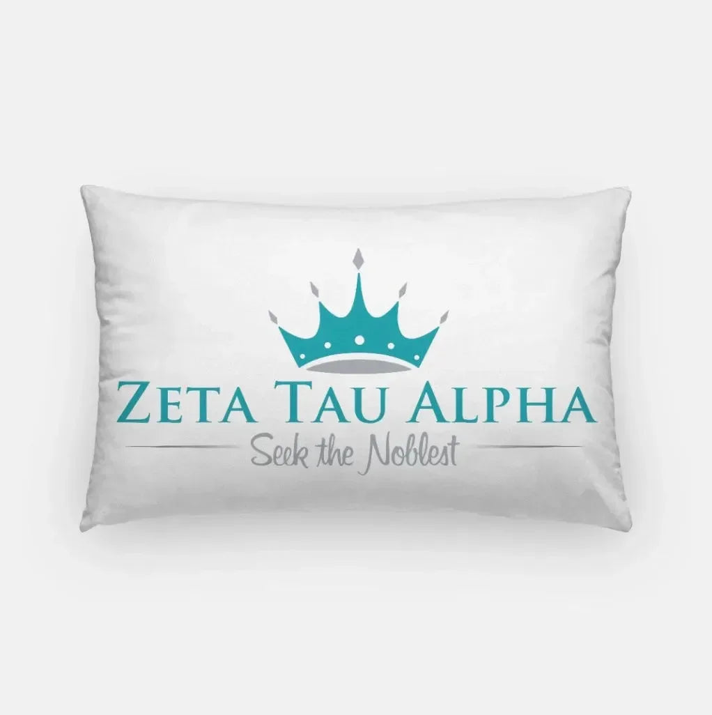 Zeta Tau Alpha Traditional Lumbar Pillow Cover White Pillow