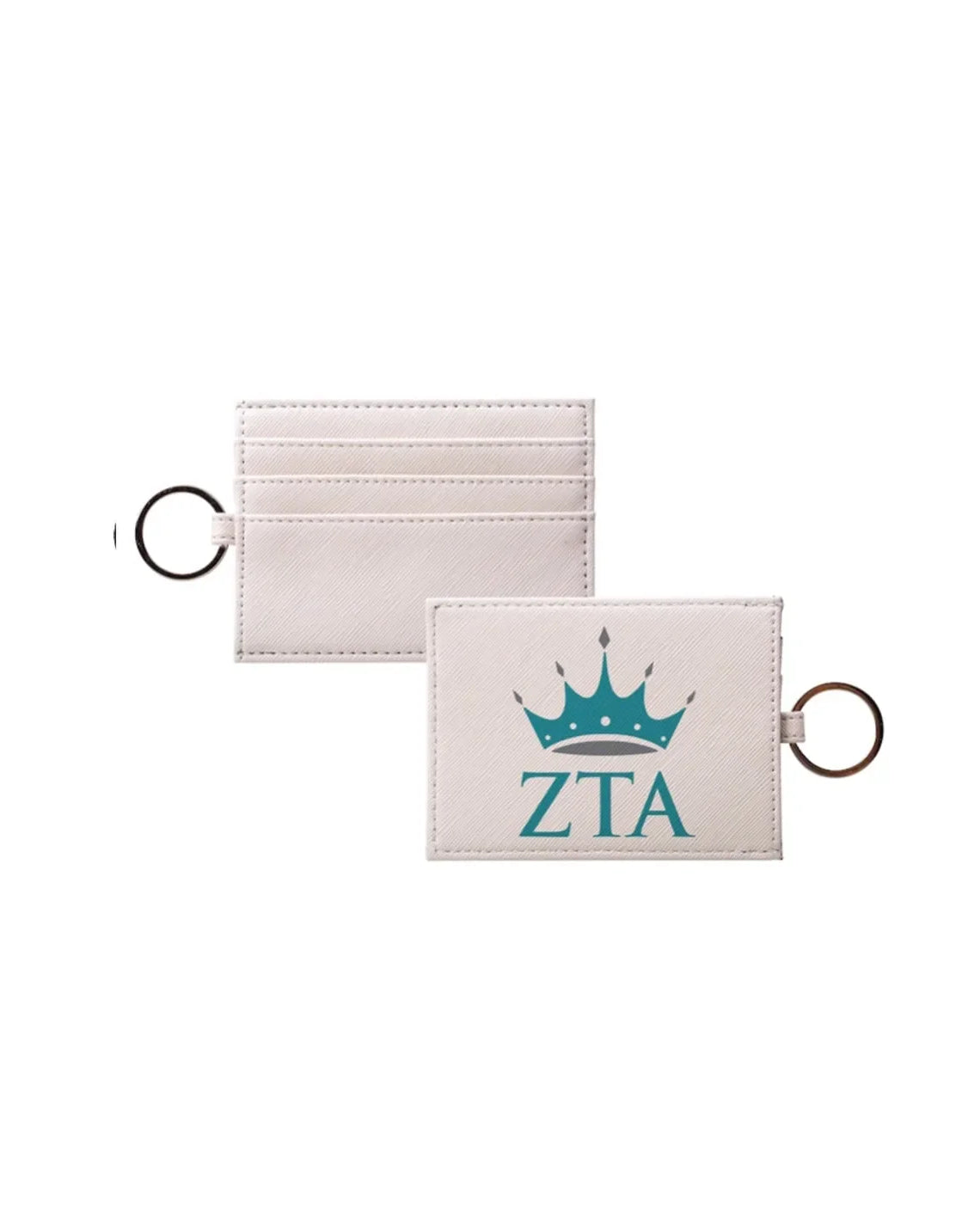 Zeta Tau Alpha Vegan Saffiano Leather Card Holder - Crown Travel Wallet