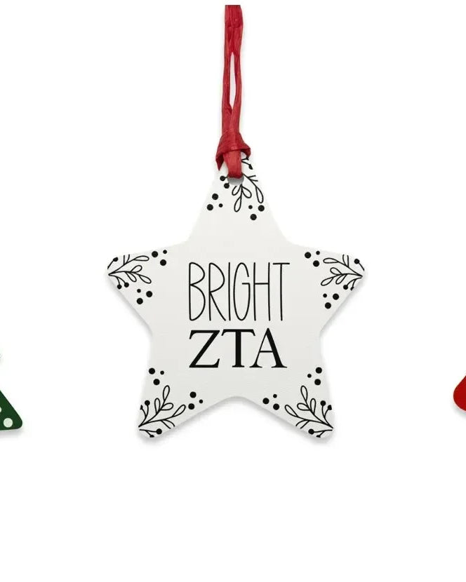 Zeta Tau Alpha Wood Christmas Ornaments / Magnets (Set of 3) Holiday Ornaments