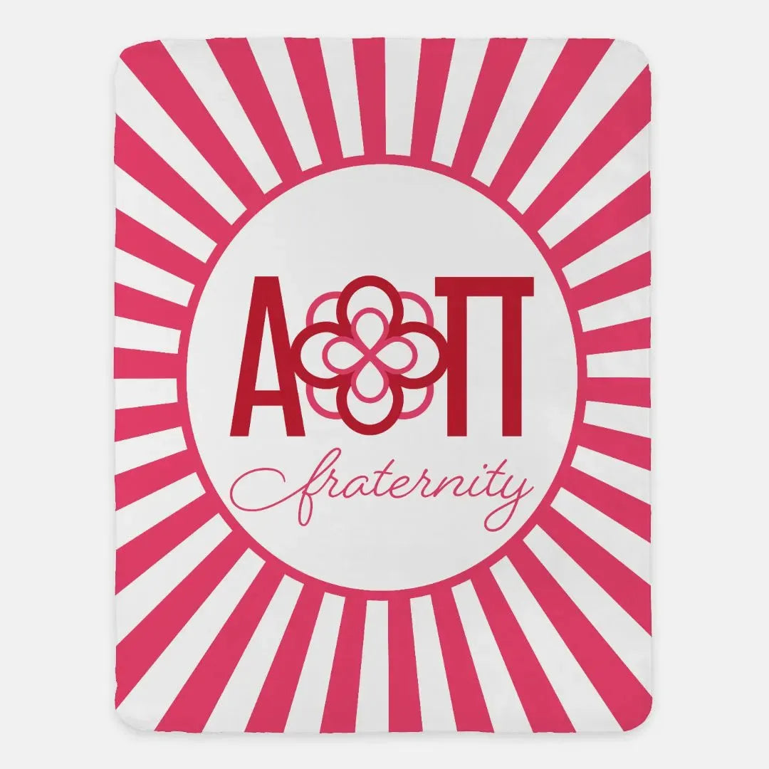 Alpha Omicron Pi XL 60x80 Sherpa Throw Blanket - Pink Starburst Throw Blankets