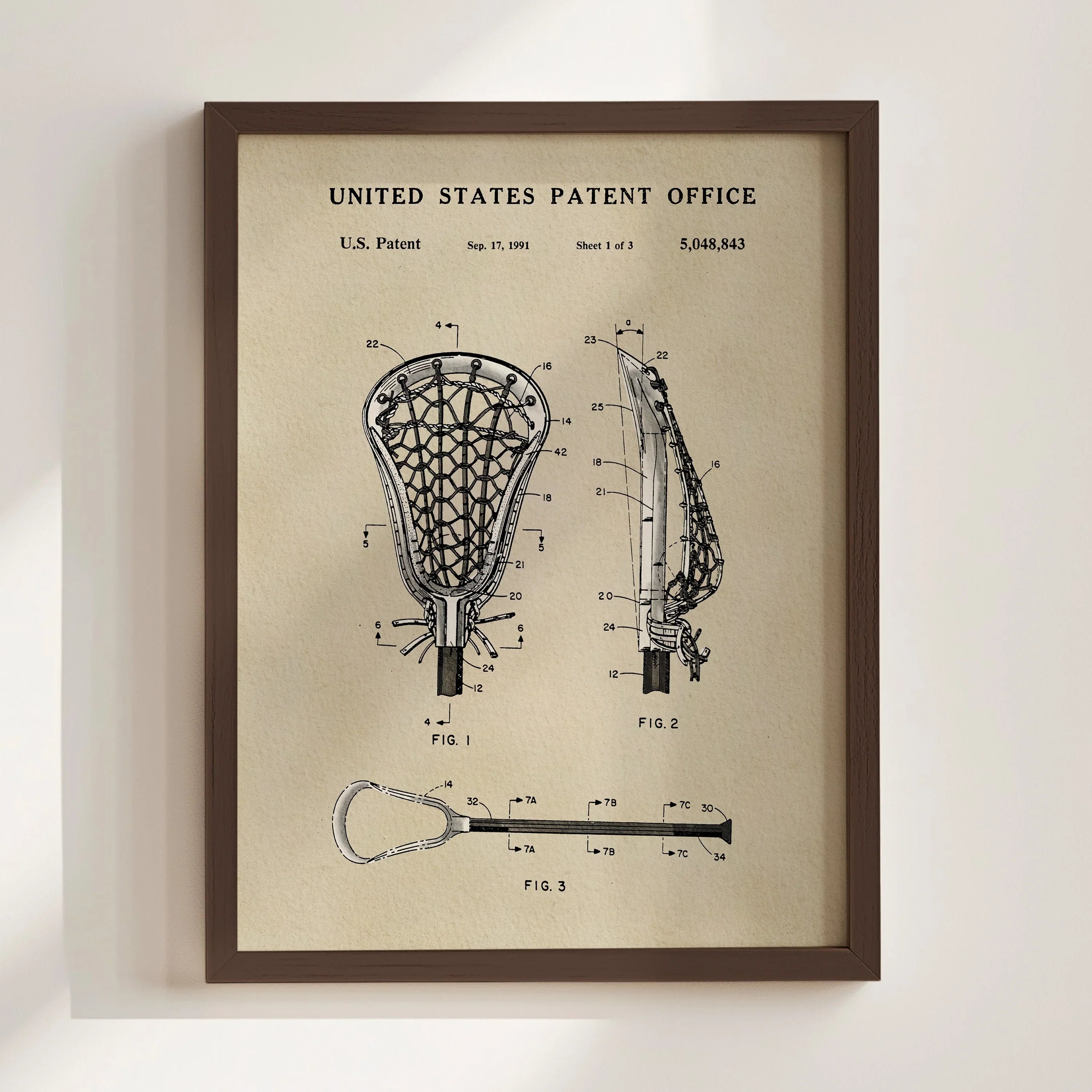 Modern Lacrosse Stick US Patent Art Print | Sports-Themed Dorm Decor