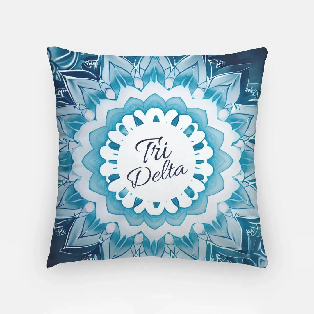 Tri Delta 18" Throw Pillow Cover - Blue Mandala Pillow Covers