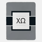 Chi Omega XL 60x80 Sherpa Throw Blanket - Gray Greek Letters Throw Blankets