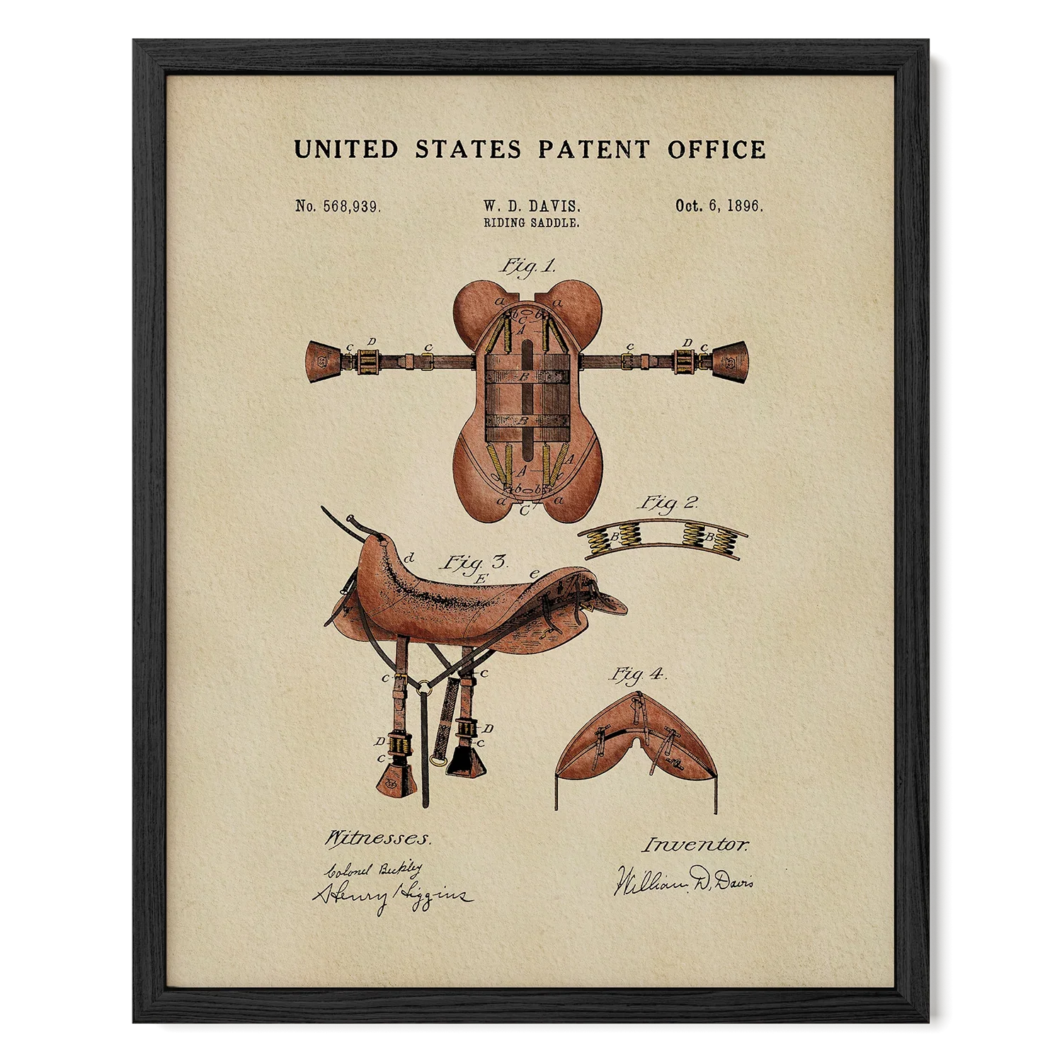 Horse Riding Saddle US Patent Art Print | Equestrian Wall Art | Dorm
