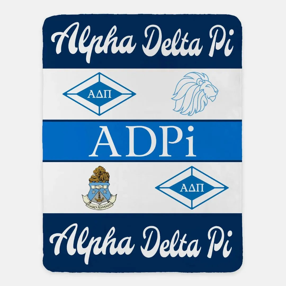 Alpha Delta Pi XL 60x80 Sherpa Throw Blanket - Classic Throw Blankets