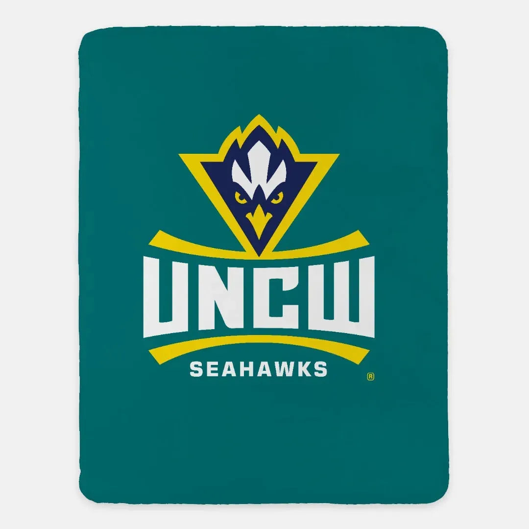 UNCW Teal Sherpa Blanket - 60"x80" Throw Blankets