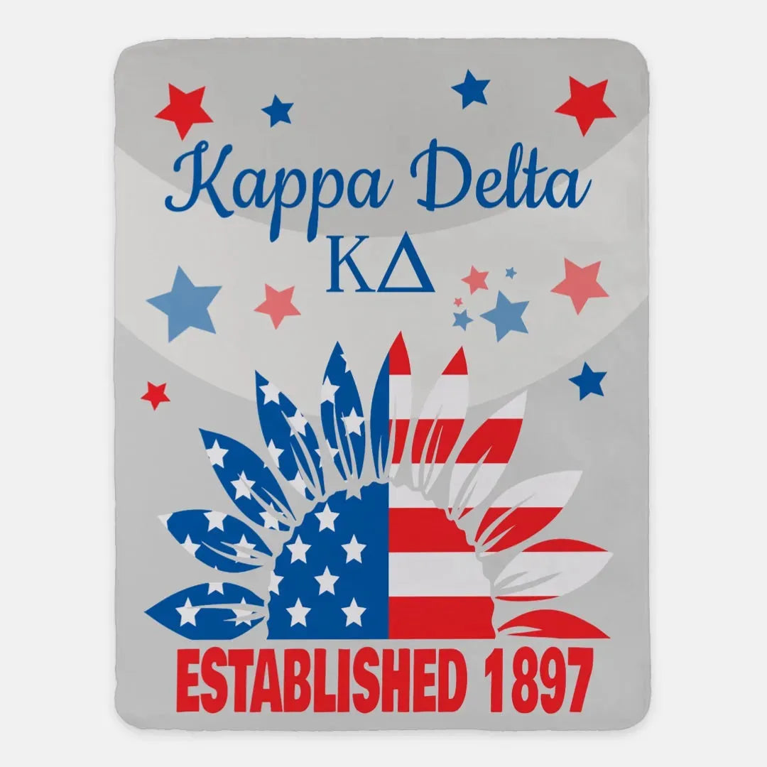 Kappa Delta XL 60x80 Sherpa Throw Blanket - American Sunflower Throw Blankets