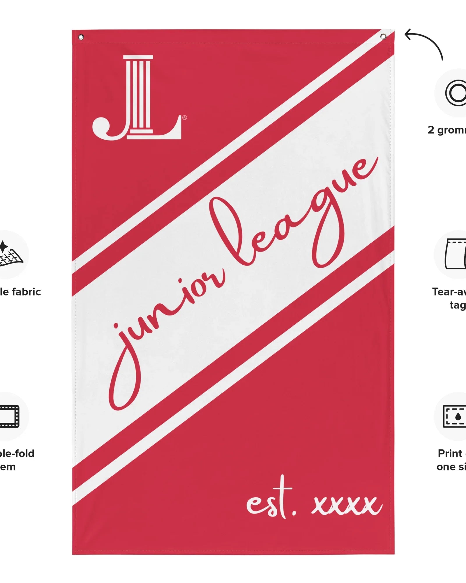 Product mockupPersonalized Junior League Flag | JL Event Supplies