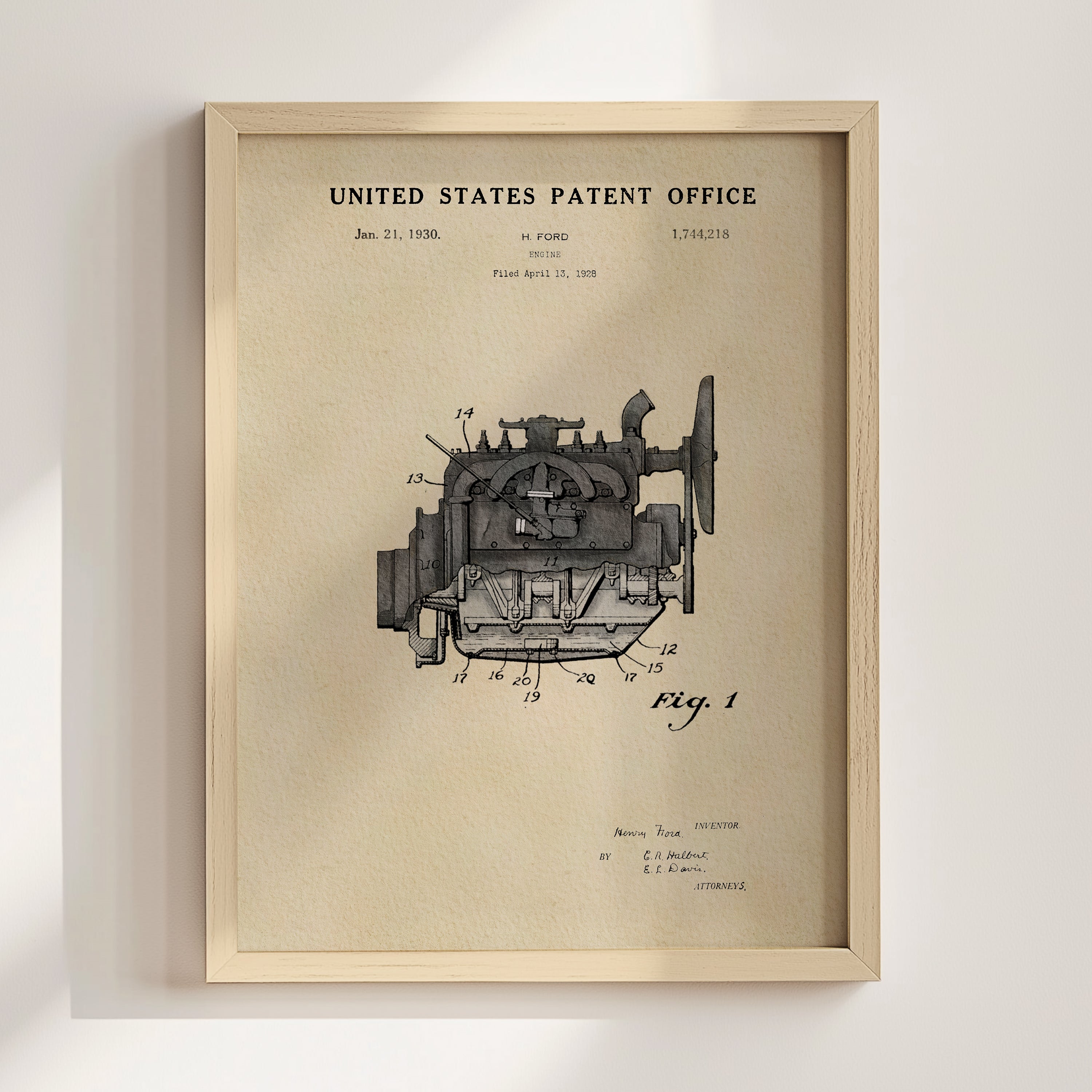 Henry Ford Engine US Patent Art Print