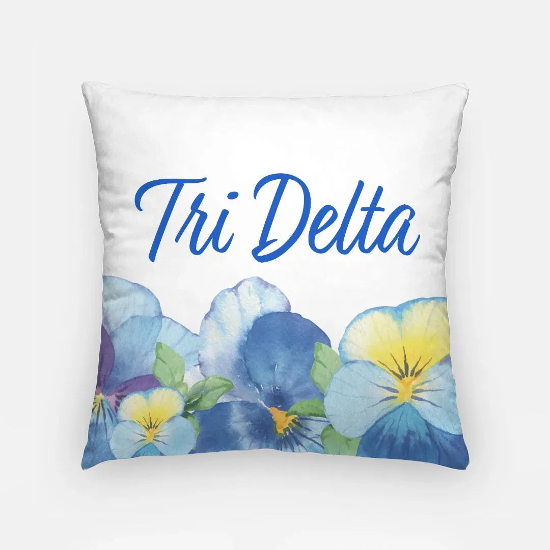 Tri Delta 18" Pansy Throw Pillow Cover Pillow Covers