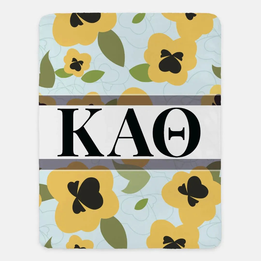 Kappa Alpha Theta XL 60x80 Sherpa Throw Blanket - General Pansy Throw Blankets