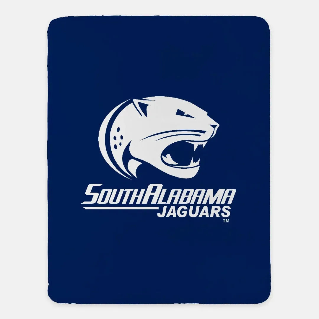 University of South Alabama XL 60x80 Sherpa Blanket - Blue Throw Blankets