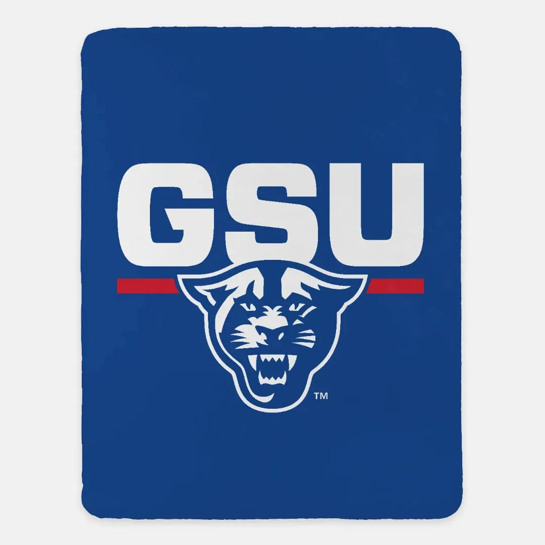 GSU XL 60x80 Blue Sherpa Throw Blanket Throw Blankets