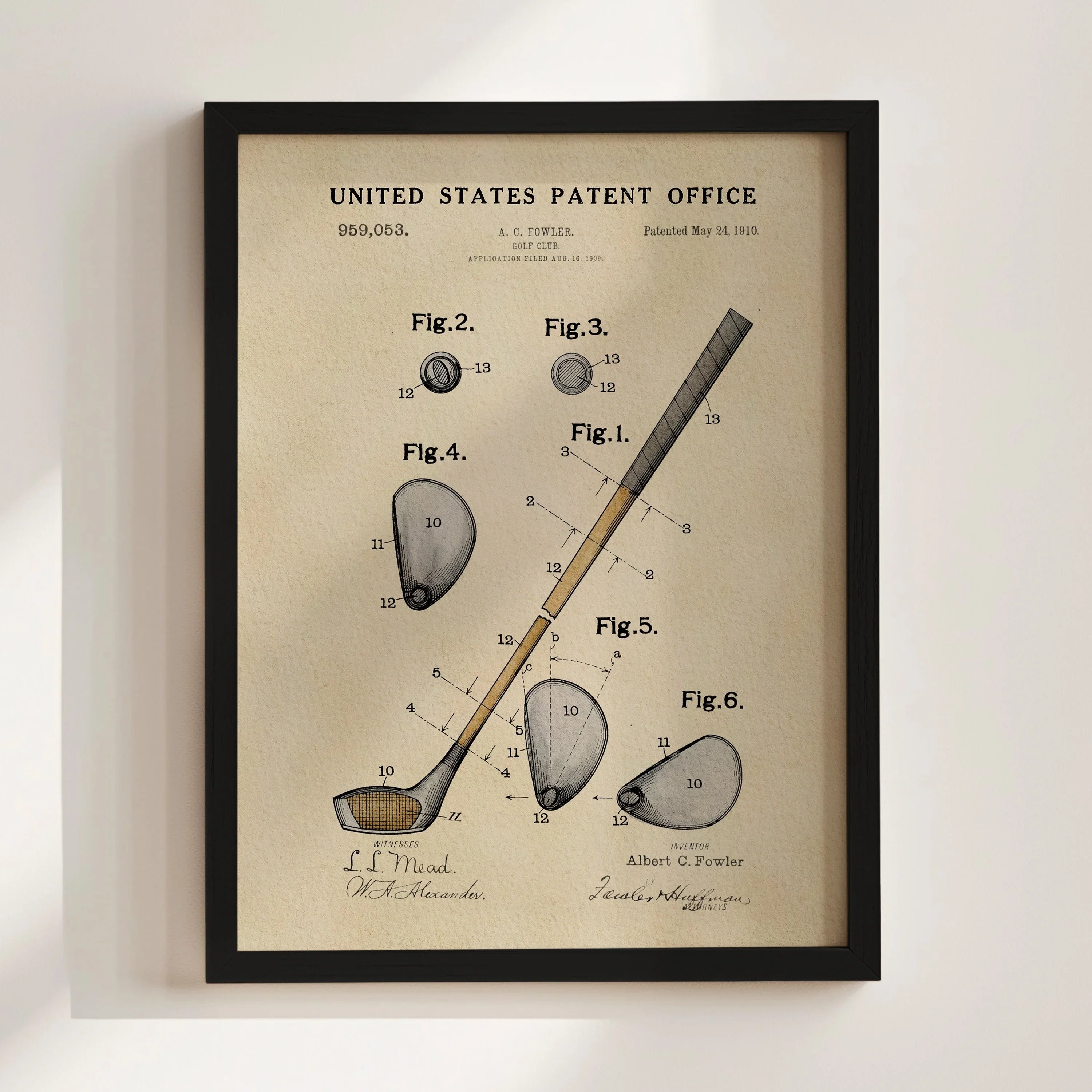 Golf Club US Patent Art Print | Sports Themed Dorm Decor | Campus Greek Fit