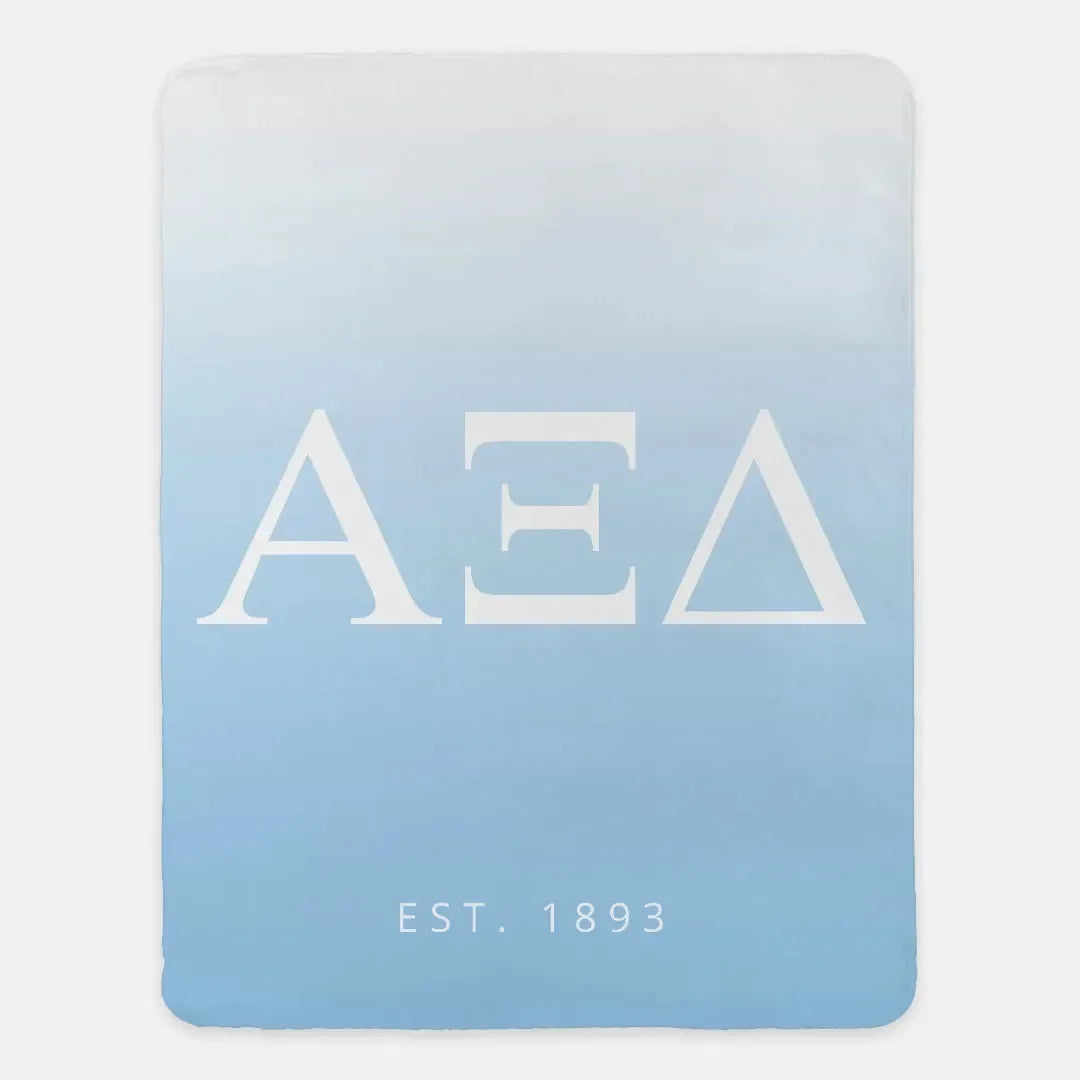 Alpha Xi Delta XL 60x80 Sherpa Throw Blanket - Griffin Blue Gradient Throw Blankets