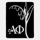 Alpha Phi XL 60x80 Sherpa Blanket - Modern Lily Black Throw Blankets