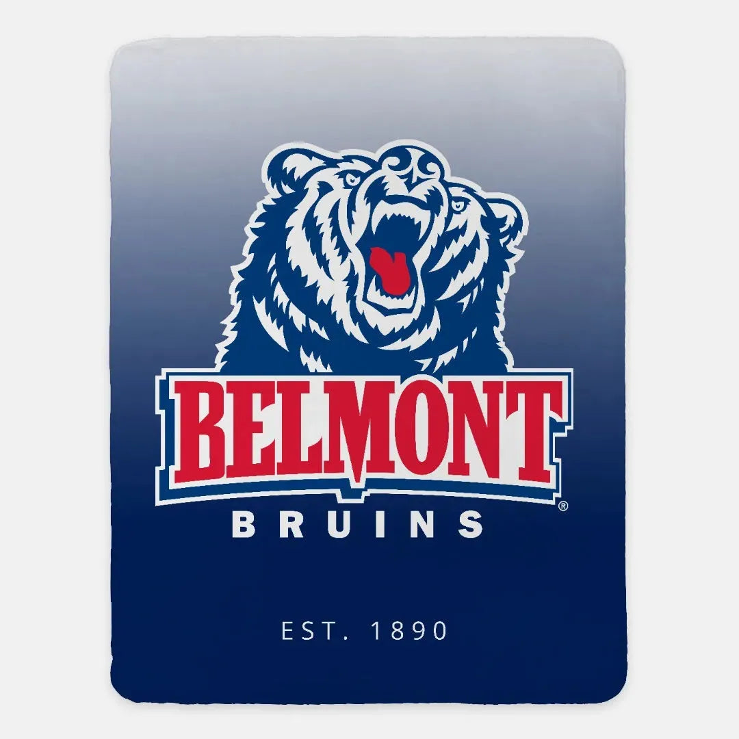Belmont University Sherpa Blanket XL 60x80 - Gradient Blue Throw Blankets