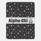 Alpha Chi XL 60x80 Sherpa Throw Blanket - Ebony Star Pattern Throw Blankets