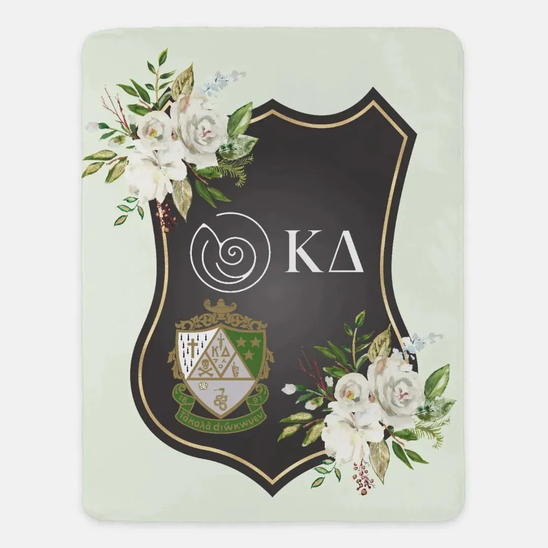 Kappa Delta XL 60x80 Sherpa Throw Blanket - Rose Frame Throw Blankets
