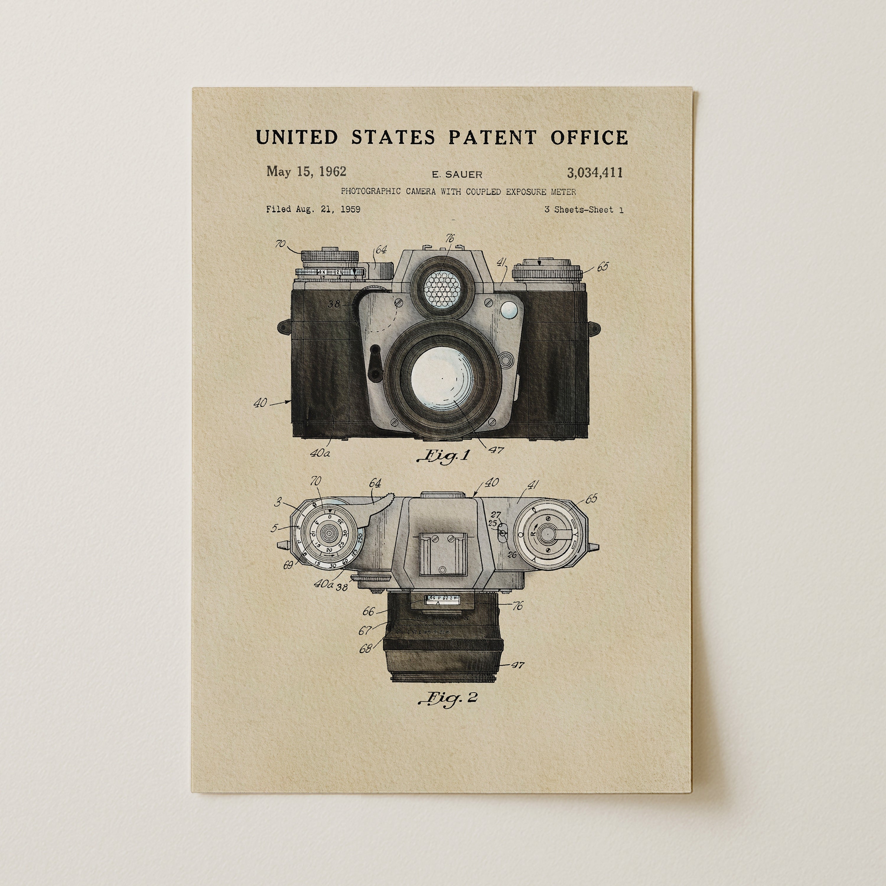Modern Camera US Patent Wall Print | Dorm Decor | Wall Art