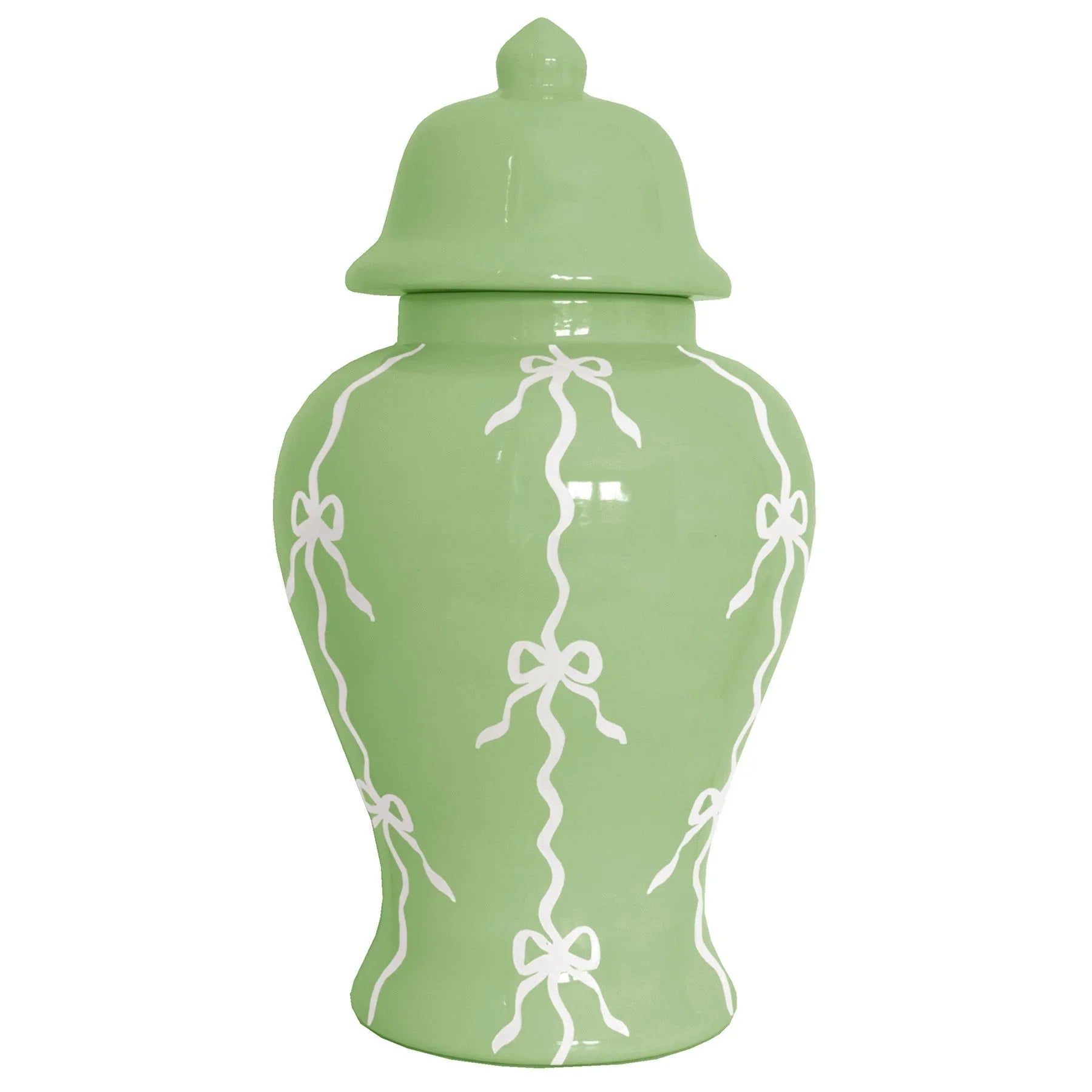 Bow Stripe Ginger Jars in Green | Preppy Dorm Decor | Accessories