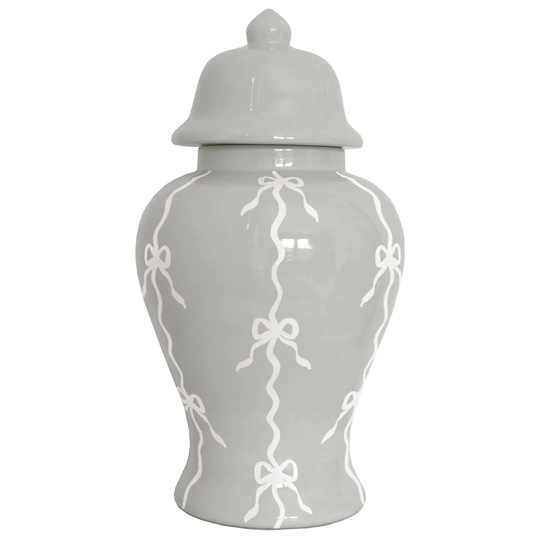 Bow Stripe Ginger Jars in Light Gray | Preppy Dorm Decor | Accessories