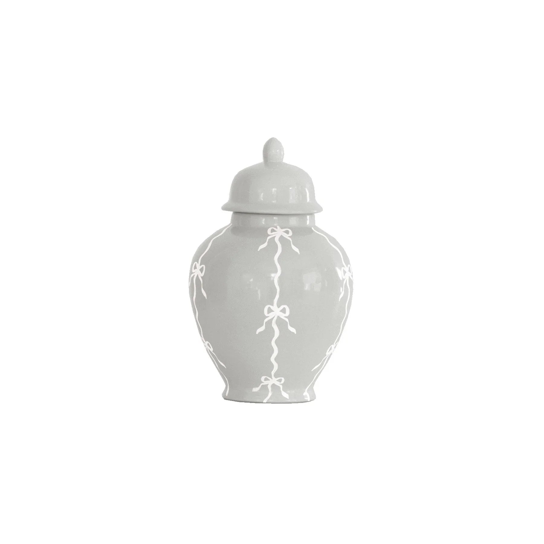 Bow Stripe Ginger Jars in Light Gray | Preppy Dorm Decor | Accessories