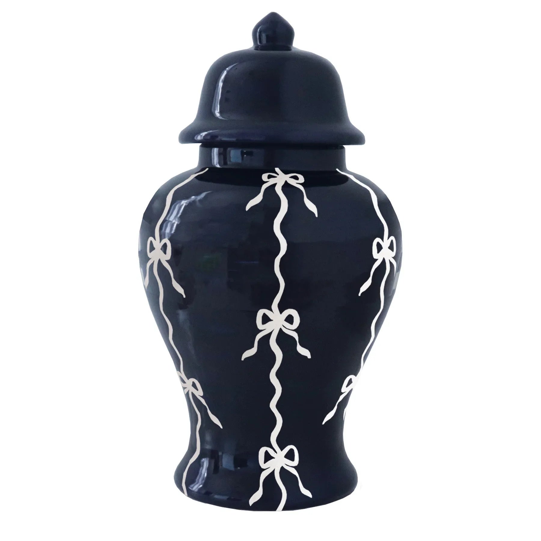 Bow Stripe Ginger Jars in Navy Blue | Preppy Dorm Decor | Accessories