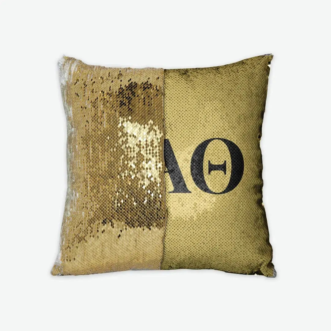 Kappa Alpha Theta Sequin Pillow Cover - Gold Gold Pillow Covers