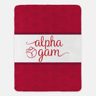 Alpha Gam XL 60x80 Sherpa Throw Blanket - Rose Pattern Throw Blankets