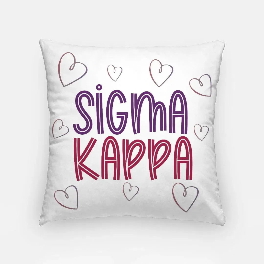 Sigma Kappa 18" Hearts Throw Pillow Cover Pillow Covers