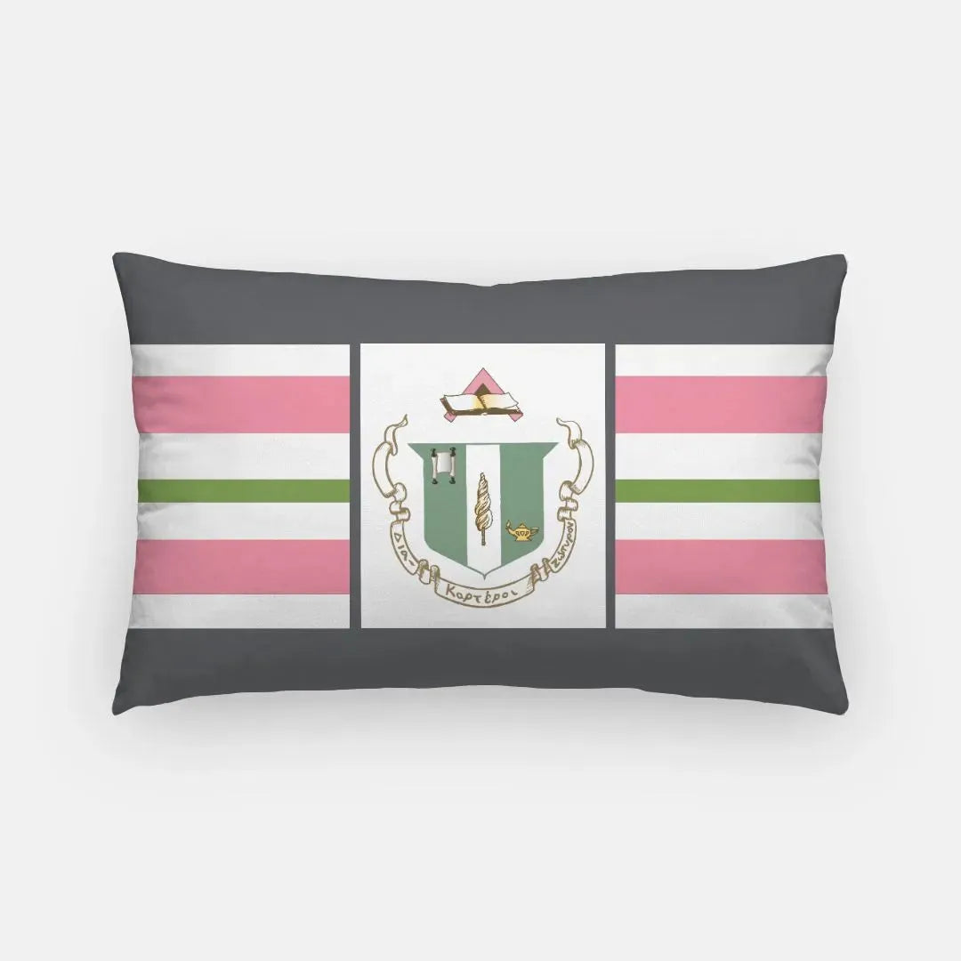 Delta Zeta Lumbar Throw Pillow Cover - Striped Crest Pillow Covers