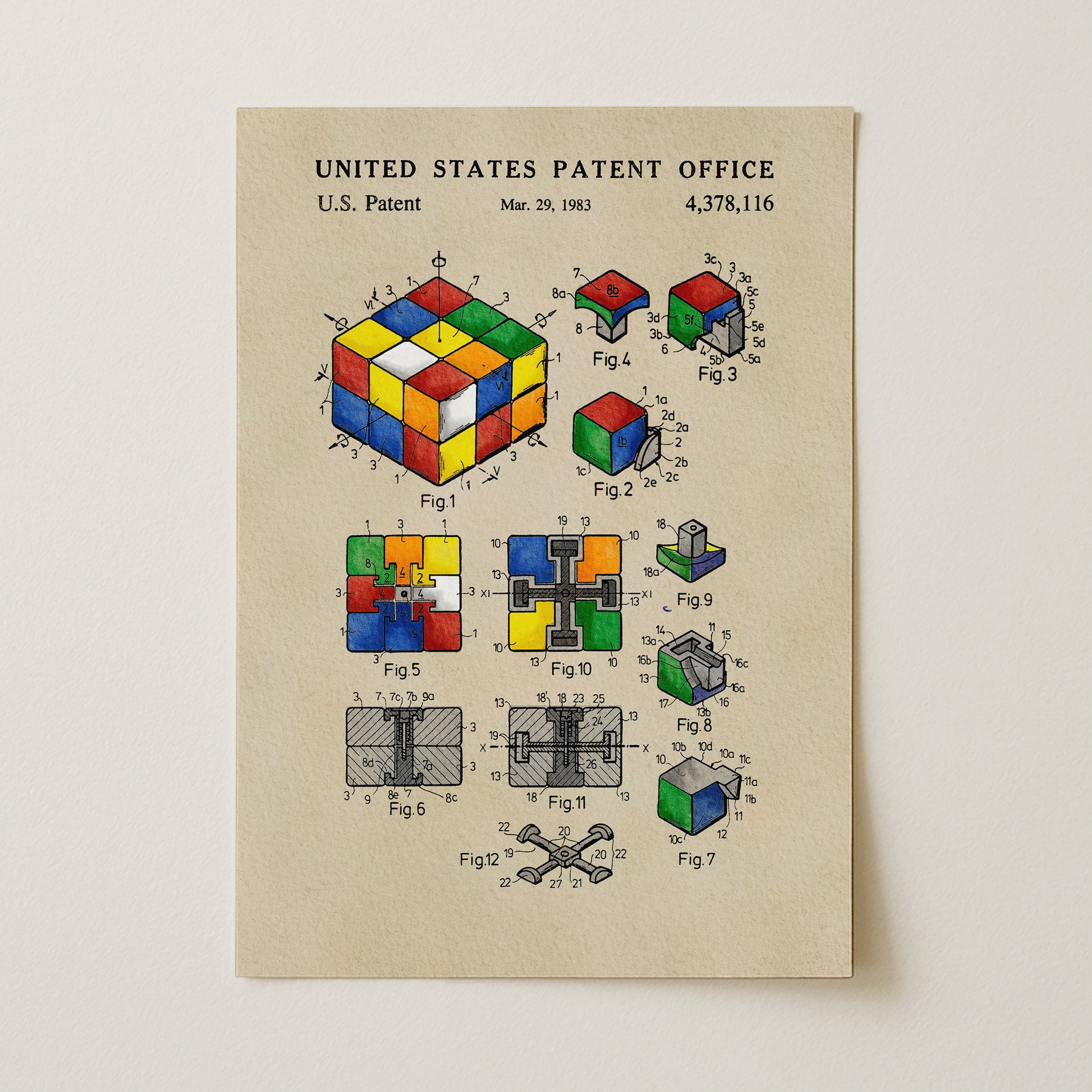 Rubik's Cube US Patent Art Print