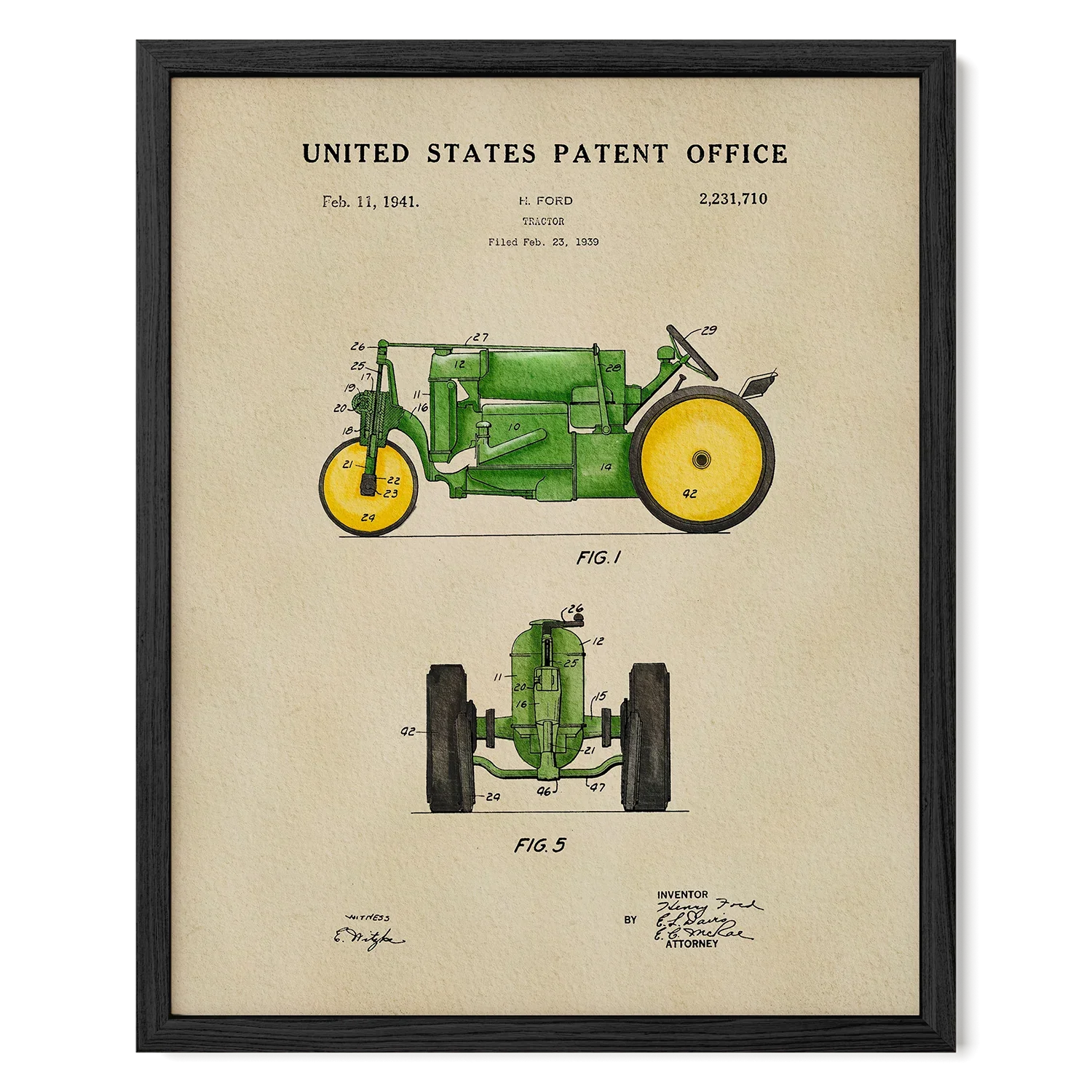 Vintage Tractor US Patent Art Print | Dorm Decor | Wall Art