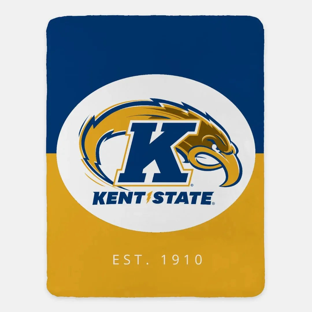 Kent State XL 60x80 Sherpa Throw Blanket - Color Split Throw Blankets