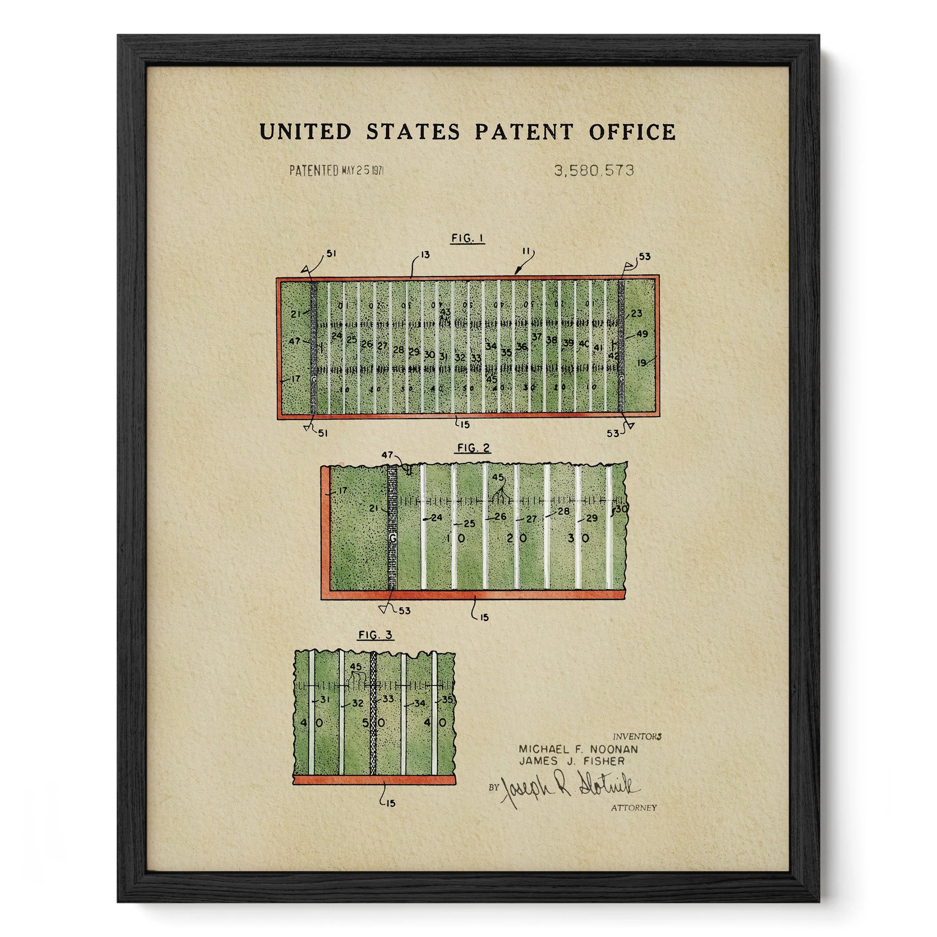 Football Field US Patent Art Print | Dorm Decor For Guys | Sports | Campus Greek Fit