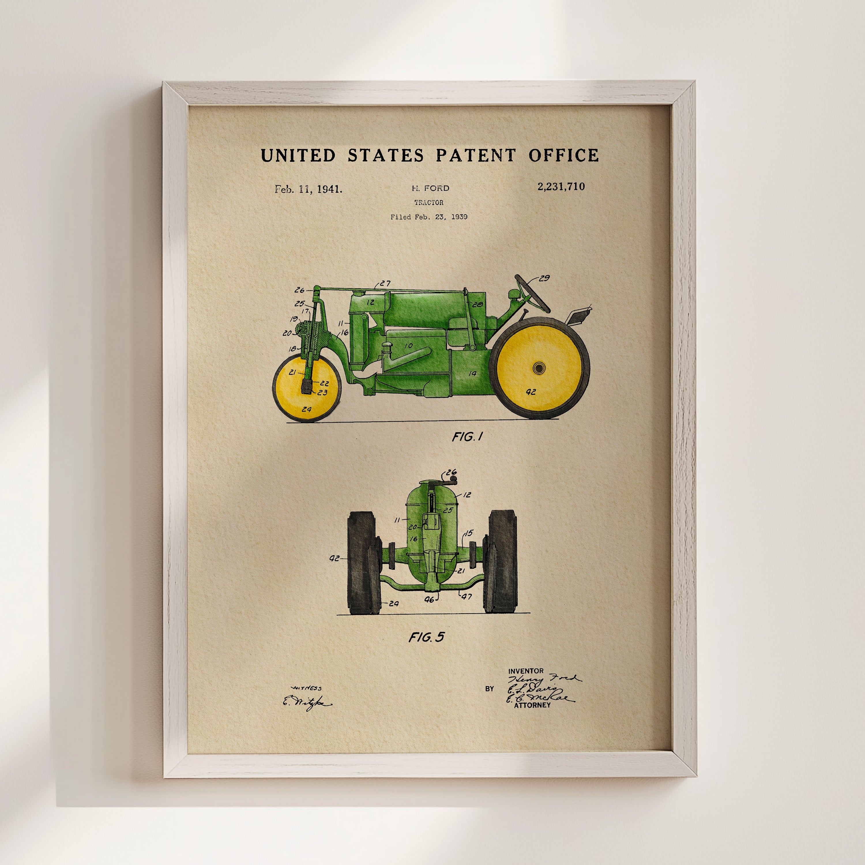 Vintage Tractor US Patent Art Print | Dorm Decor | Wall Art