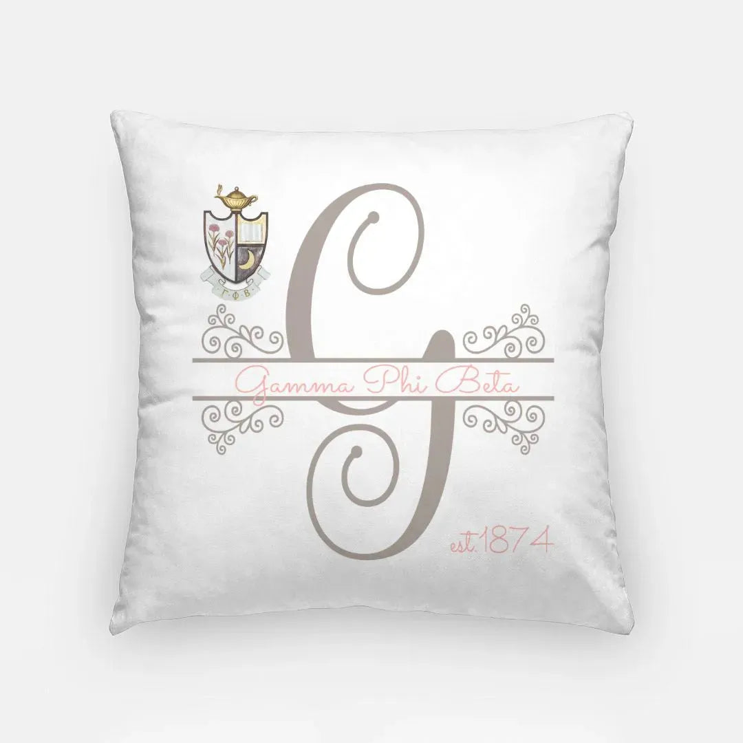 Gamma Phi Beta 18" Monogram Throw Pillow Cover Pillow Covers