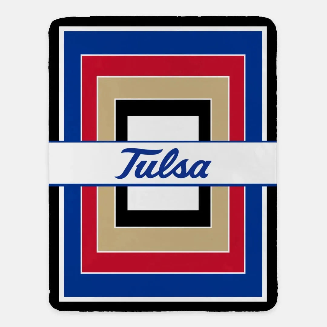 University of Tulsa XL 60x80 Sherpa Throw Blanket - Geometric Throw Blankets