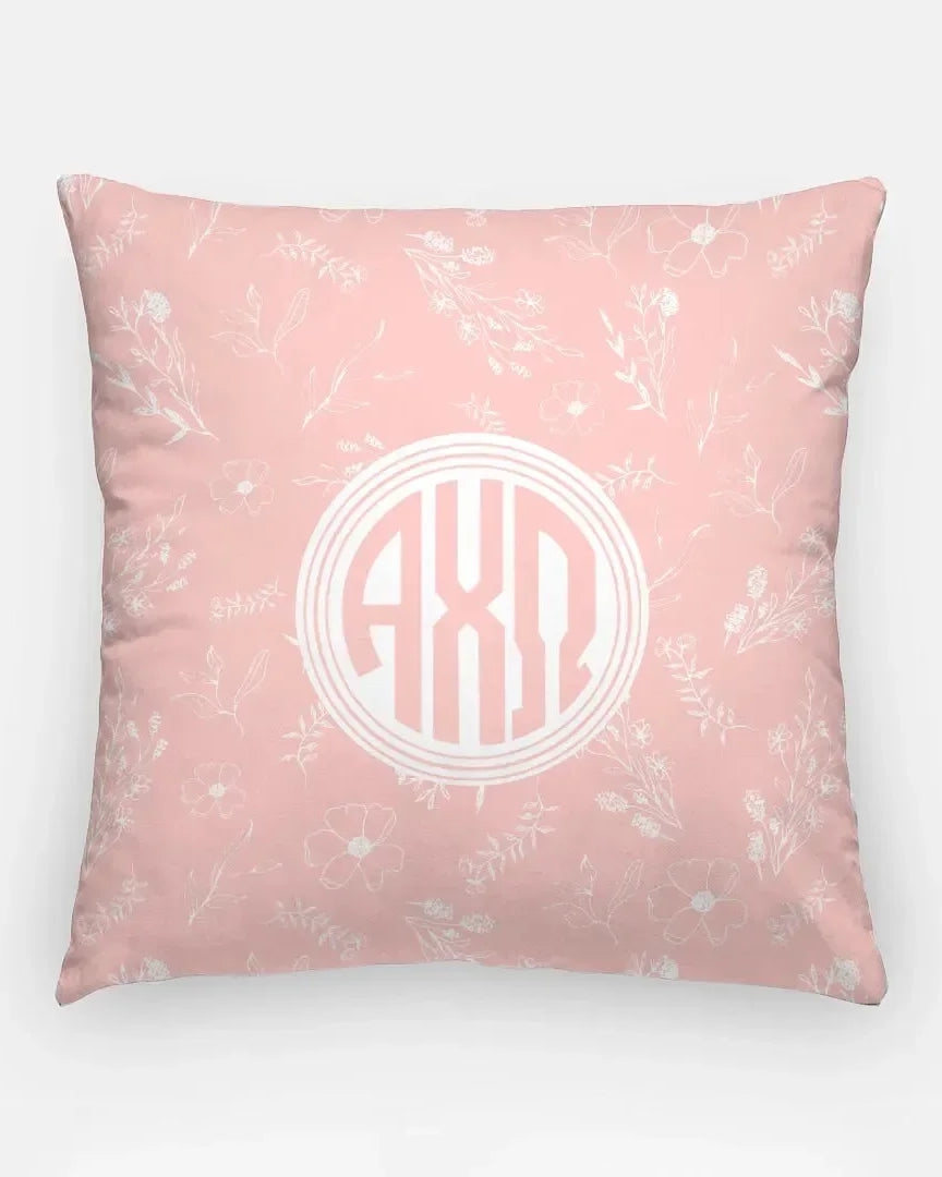 Alpha Chi 18" Throw Pillow Cover - Vintage Floral Monogram Hera Pillow Covers