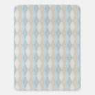 Pale Blue & Beige XL 60x80 Argyle Sherpa Throw Blanket Throw Blankets