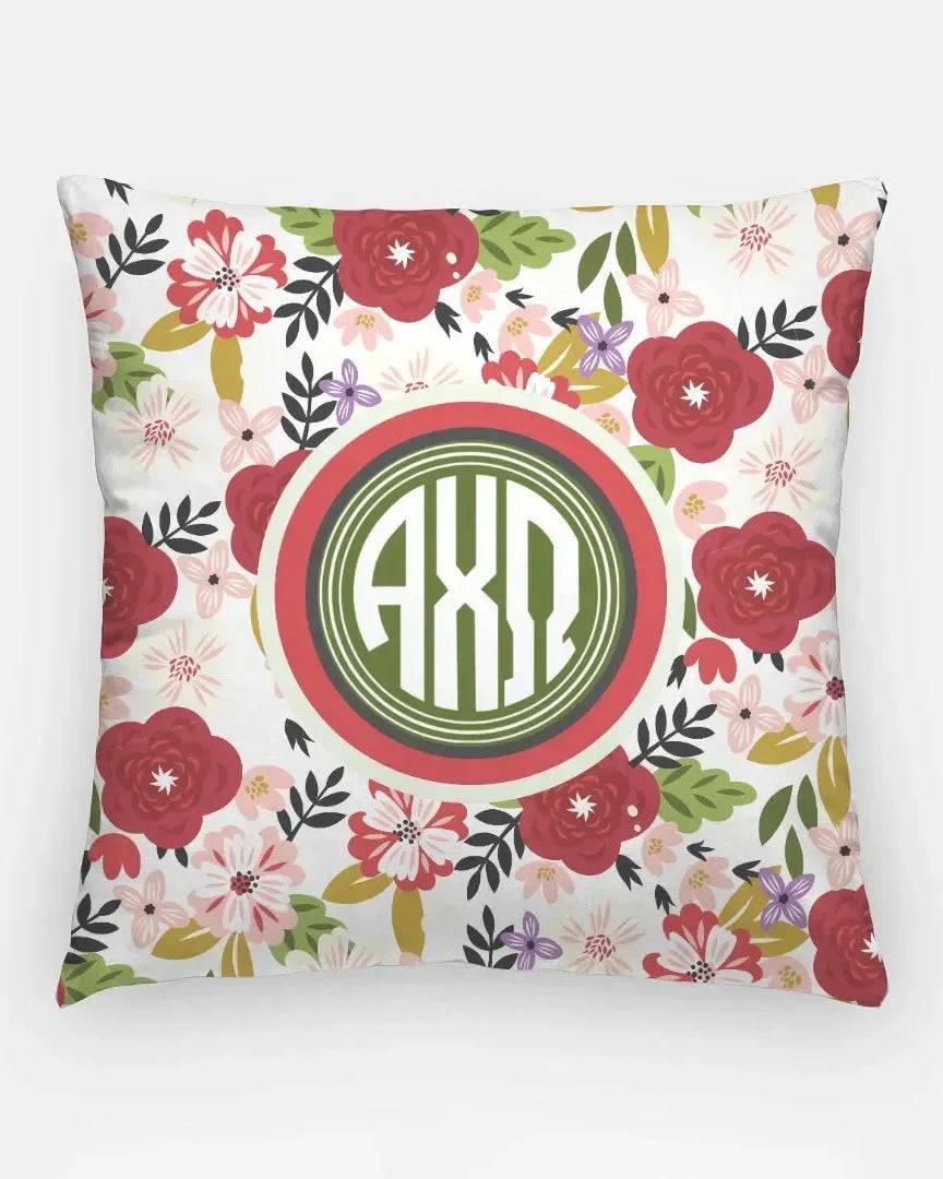 Alpha Chi Omega 18" Throw Pillow Cover - Modern Floral Pillow Covers