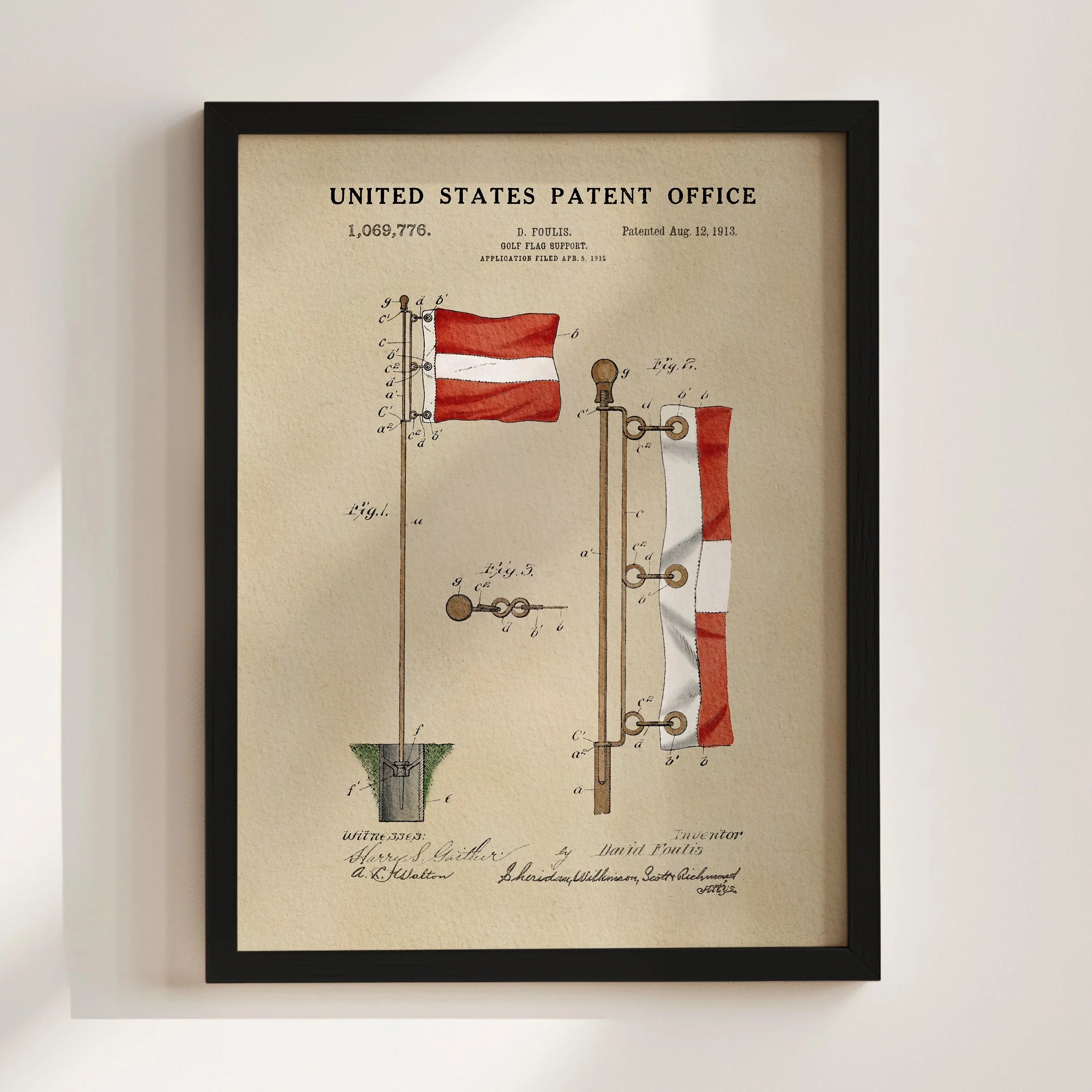 Golf Flag US Patent Art Print | Sports Themed Dorm Decor | Wall Art | Campus Greek Fit