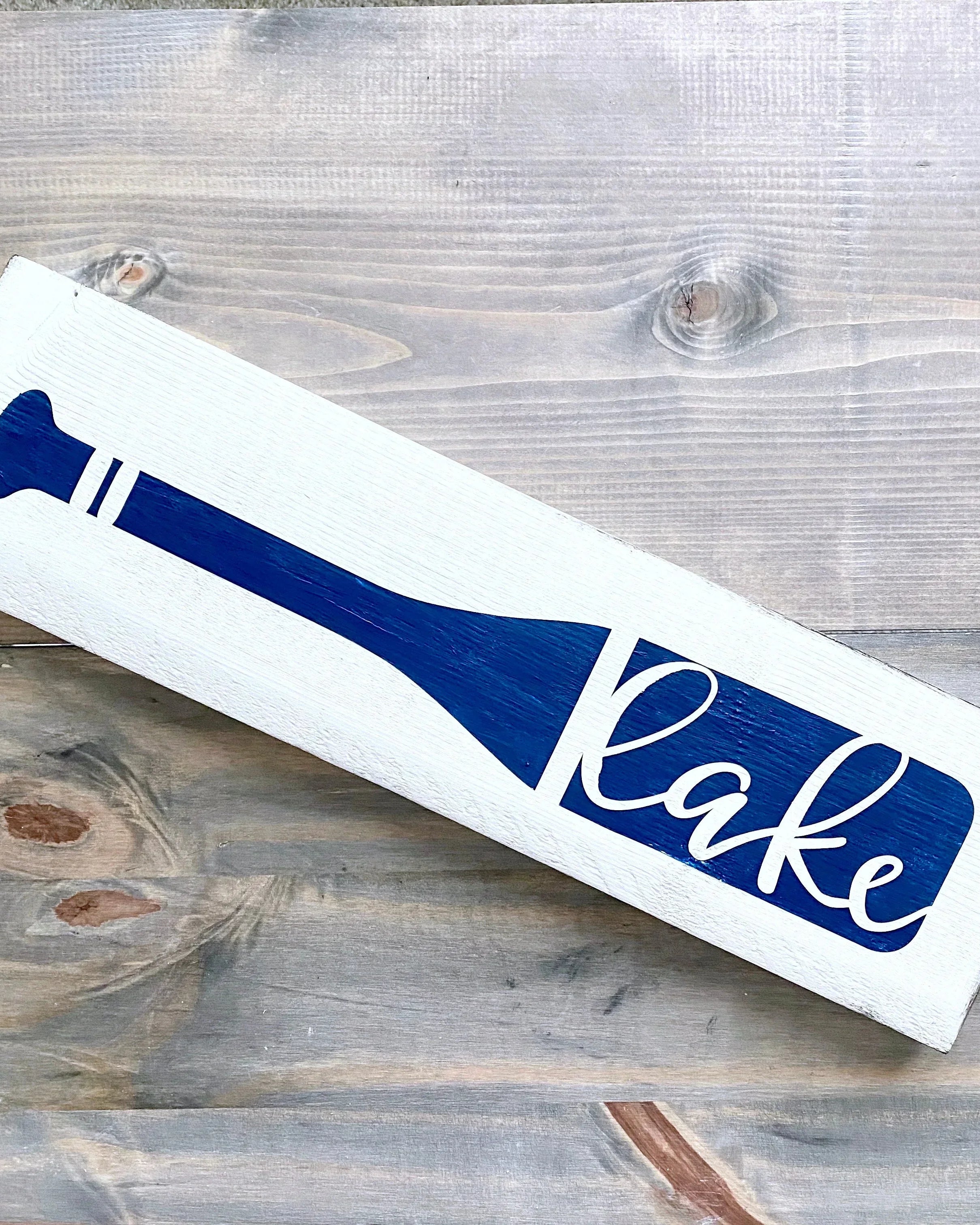 Lake Boat Oar Wood Sign | Coastal Dorm Decor | Wall Art