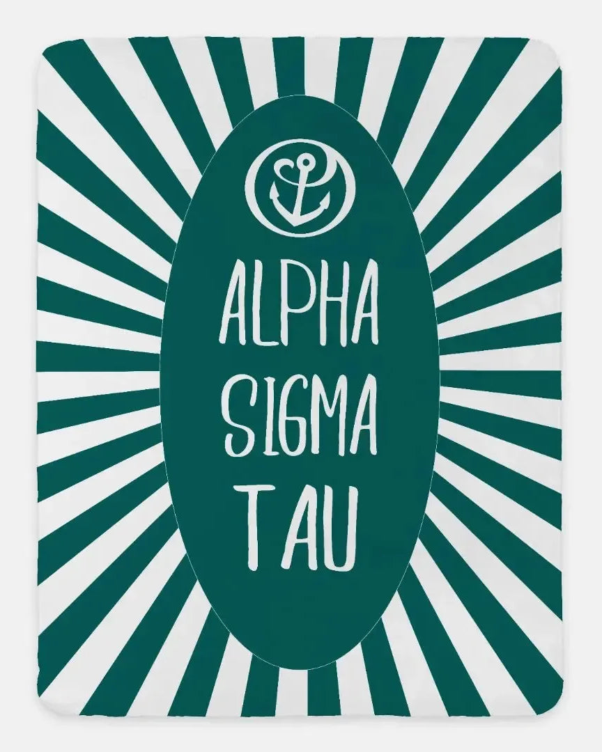 Alpha Sigma Tau XL 60x80 Sherpa Throw Blanket - Starburst Throw Blankets