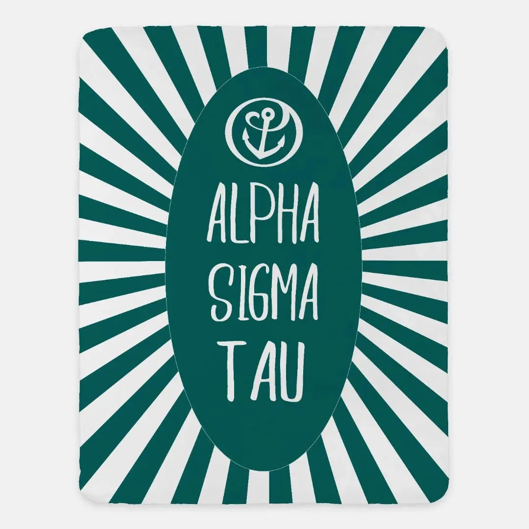 Alpha Sigma Tau XL 60x80 Sherpa Throw Blanket - Starburst Throw Blankets