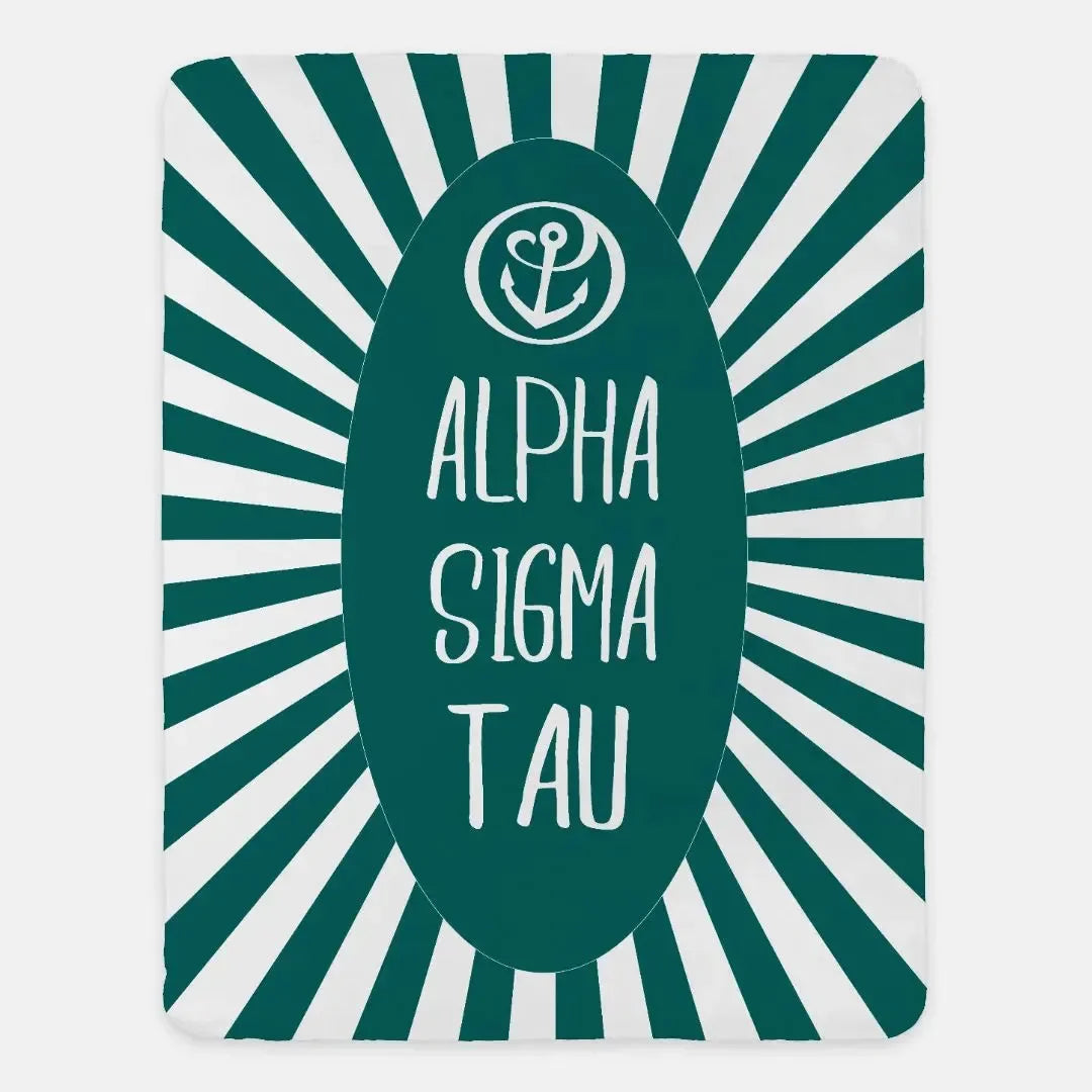 Alpha Sigma Tau XL 60x80 Sherpa Throw Blanket - Starburst Throw Blankets